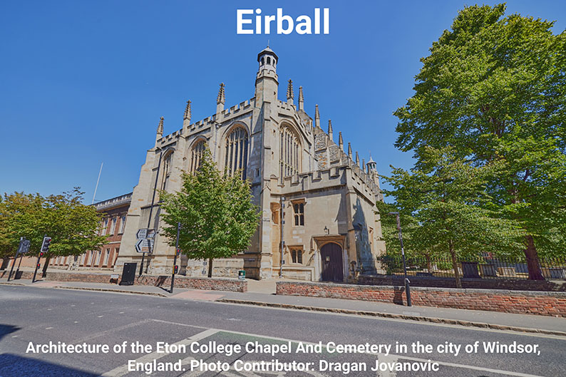 Architecture of the Eton College Chapel And Cemetery in the city of Windsor,England.