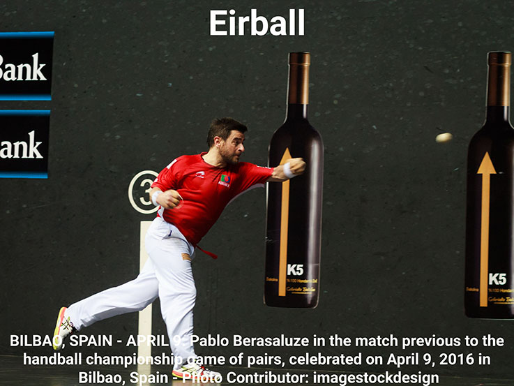 BILBAO, SPAIN - APRIL 9: Pablo Berasaluze in the match previous to the handball championship game of pairs, celebrated on April 9, 2016 in Bilbao, Spain