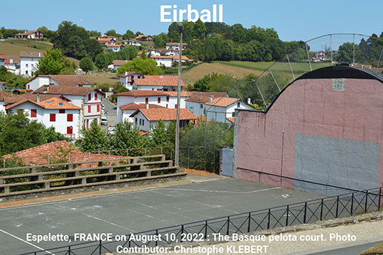 Espelette, FRANCE on August 10, 2022 : The Basque pelota court.